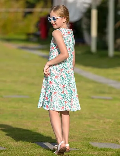 Miniatura 5 de Ahegao Vestidos florales sin mangas para niña, vestido de una pieza para la escuela casual de 4 a 13 años