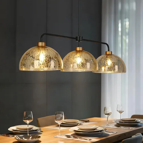 Miniatura 11 de KSANA Lámpara de comedor, candelabro moderno de metal negro dorado para isla de cocina con pantallas de vidrio mercurio, 27.5