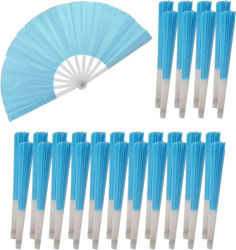 Miniatura 11 de 10 ventiladores plegables grandes de mano para hombres y mujeres, abanicos decorativos plegables, accesorios rave, utilizado para bailes, fiestas