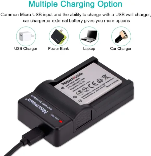 Miniatura 3 de Newmowa Batería de repuesto NB-5L (paquete de 2) y cargador USB portátil para Canon NB-5L y Canon PowerShot S100, S110, SD790IS, SD850IS, SD870IS