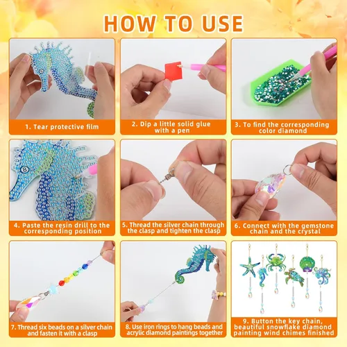 Miniatura 3 de Vsidiuoer Juego de 6 piezas de arte de diamantes para adultos, carillones de viento de vela 5D, carillón de viento de pintura de diamante de doble