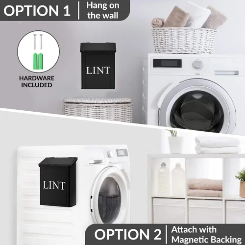 Miniatura 4 de Calindiana - Contenedor magnético moderno de metal para decoración y accesorios de lavandería con tapa para lavandería, para organización y Blanco