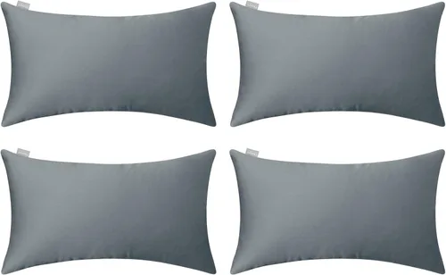 Miniatura 83 de Thmyo - Paquete de 4 fundas de almohada decorativas de 100 % algodón para lumbar, cómodas, sólidas, para Navidad/Halloween, fundas de cojín Blanco