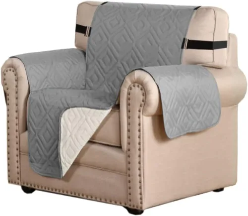 Miniatura 68 de H.VERSAILTEX Funda reversible para silla, protector de muebles antideslizante, resistente al agua, con correas elásticas de 2 pulgadas