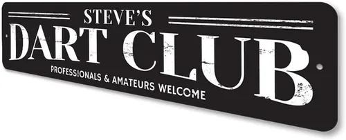 Miniatura 4 de Letrero de Dart Club, letrero de cueva con nombre de jugador, profesionales y aficionados, decoración de aluminio para sala de juegos, 3 x 13