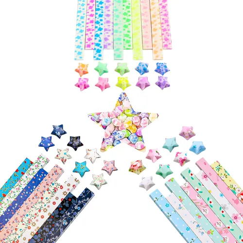 Origami Star - Tiras de papel con diseño de estrellas y trébol luminoso de cuatro hojas, 1300 hojas