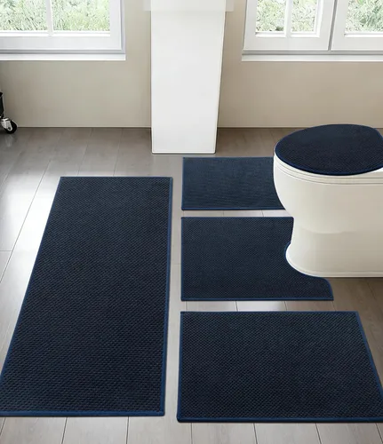 Miniatura 32 de YIHOUSE Juego de 2 tapetes de baño ultrafinos de secado rápido, tapete de baño absorbente para baño, antideslizante, lavable a máquina (beige)