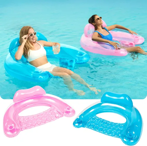 Miniatura 2 de SLOOSH Inflatable Pool Floats Adult,2 Pack Pool Chairs with Cup Holders,X-Large Blow up Floats Chair,Hammock Noodle Mat for Relaxing Summer Water