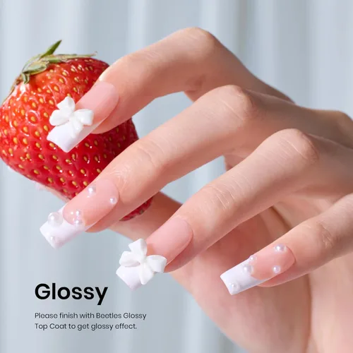 Miniatura 5 de Beetles - Juego de 3 esmaltes de uñas de gel blanco de 0.5 fl oz y capa base de gel que no se limpia, lámpara UV y capa superior brillante de larga