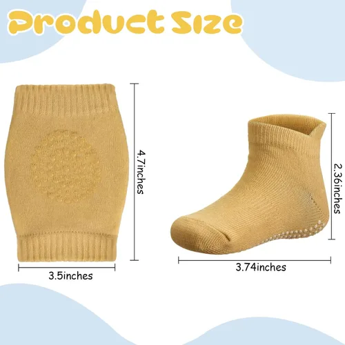 Miniatura 2 de Geyoga 12 pares de rodilleras antideslizantes para bebés y calcetines antideslizantes para bebés y niños pequeños protectores de rodilla