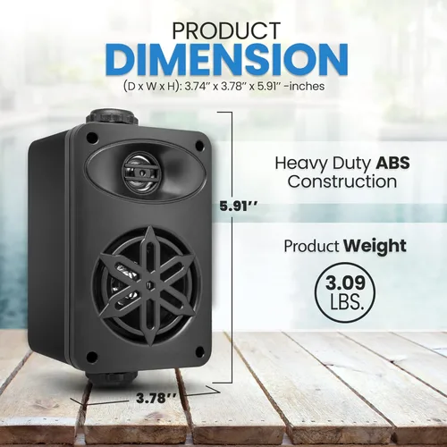 Miniatura 4 de PYLE Altavoces al Aire Libre - Altavoces Impermeables de Grado Marino, Montaje Universal, Construcción de ABS Resistente - Uso en Barco, Patio, Negro