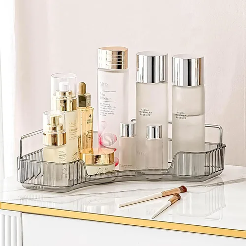 Miniatura 7 de INVSSENE Organizador esquinero para encimera de baño, bandejas organizadoras de tocador para mostrador, organizadores de maquillaje, bandeja de Azul