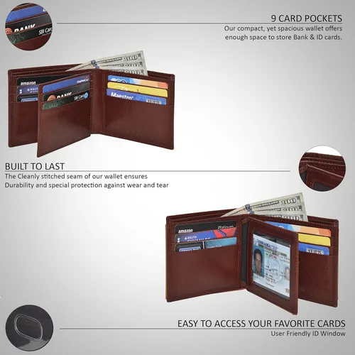 Miniatura 25 de Carteras plegables de cuero RFID hechas a mano para hombres en varios colores que ofrecen 9 tarjetas y 1 ranuras para identificación