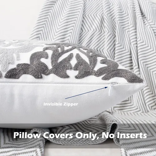 Miniatura 147 de HWY 50 Fundas de almohada decorativas azul marino de 18x18 pulgadas (1 pieza), funda de cojín bordada de algodón para granja, funda de almohada