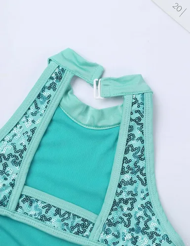 Miniatura 6 de Maillot de ballet sin mangas con lentejuelas y cuello halter