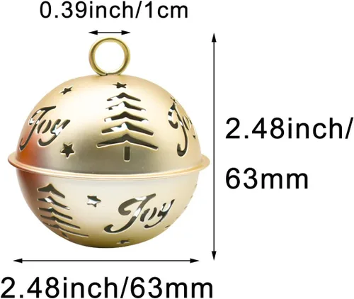 Miniatura 3 de 12 cascabeles grandes de 2.5 pulgadas de 2.5 pulgadas, cascabel de Navidad con patrones huecos de árbol alegre, campanas de metal grandes