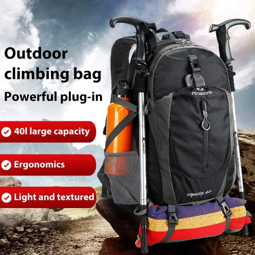 Miniatura 5 de Fengdong Mochila de viaje impermeable y ligera para senderismo, acampadas, de 40 L, para hombres y mujeres a2-Negro