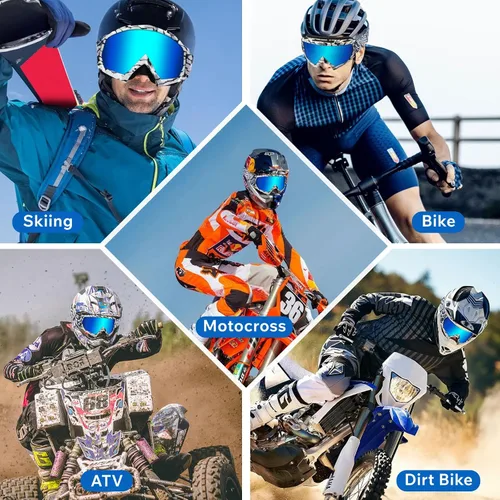 Miniatura 2 de Gafas de Casco de Motocross para ATV Dirt Bike, Gafas de Carreras de Motocicleta UV400 Anti-Empañamiento Resistentes a Rayones e Impactos, Gafas