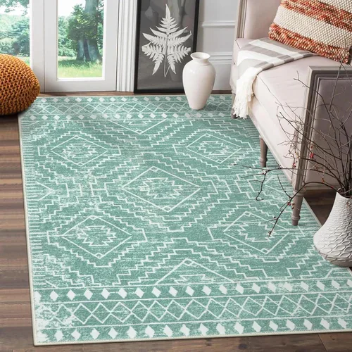 Miniatura 48 de Wonnitar Alfombra marroquí lavable de 5 x 7 pies, color negro, alfombra grande para sala de estar, antideslizante, bohemio, para dormitorio