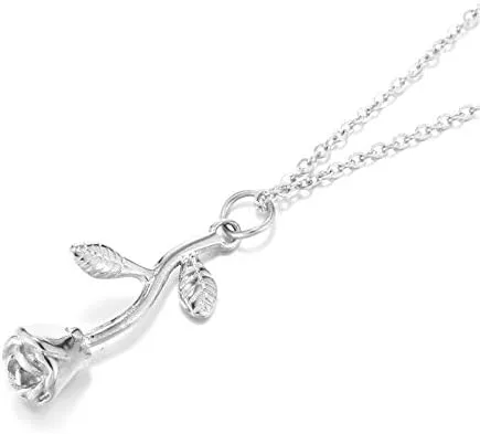Miniatura 3 de Jude Jewelers Colgante de acero inoxidable con diseño de flor de rosa