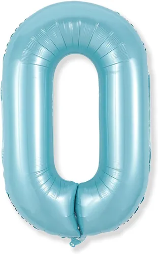 Miniatura 90 de Globos de número azul pastel de 40 pulgadas, globo gigante autoinflable de aluminio número 5 de cumpleaños para niños, globos azul bebé para hombres