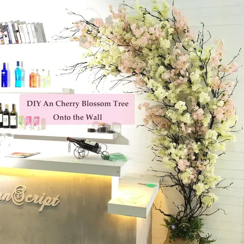 Miniatura 9 de Ramas de árbol de flores artificiales grandes y flexibles de 118 pulgadas, ramitas de cerezo, tronco de madera de hiedra, plantas colgantes falsas