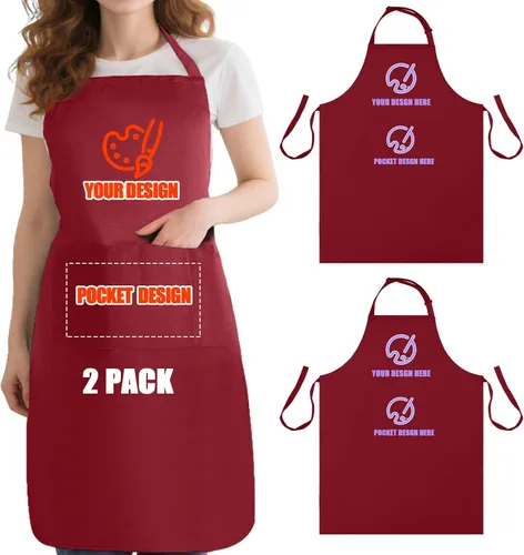 Miniatura 13 de BeautyWill Delantal personalizado personalizado para hombres y mujeres, delantales de cocina personalizados con bolsillos, nombre, texto, logotipo