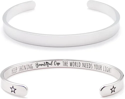 Miniatura 285 de Pulseras inspiradoras para mujer, joyería de acero inoxidable, con refranes, pulsera motivacional con mensaje oculto, pulseras grabadas para mejor