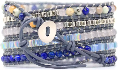Miniatura 113 de ZOSOJONA - Pulseras bohemias hechas a mano de piedra natural, que dan vuelta, con cuentas de cristal de turquesa
