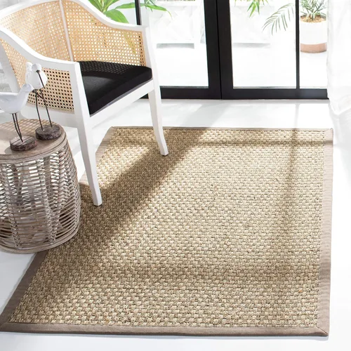 Miniatura 58 de Safavieh Natural Fiber NF114P - Alfombra redonda de hierba marina, tejido de canasta, con borde, de 244 cm, color gris Natural/ gris