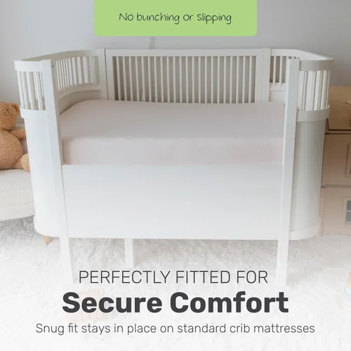 Miniatura 6 de Sábanas de algodón para cuna, suaves y transpirables para niños y niñas, ajuste seguro para colchón de cuna estándar, ropa de cama de bebé de fácil