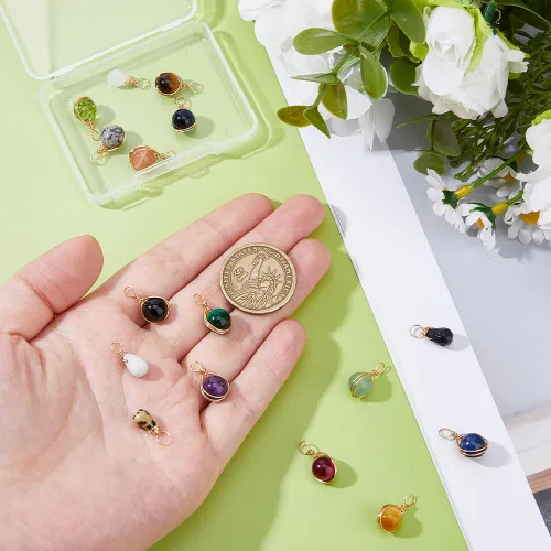 Miniatura 3 de SUPERFINDINGS Colgantes de piedras preciosas chapado en oro platino alambre de cobre envuelto redondo colgante encanto cuarzo cristal piedra encantos
