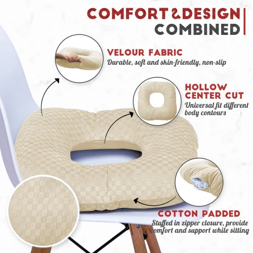 Miniatura 2 de Cojín de asiento con forma de dona rellena para dolor de coxis y coccix, hemorroides, úlceras de cama, embarazo, próstata, recuperación