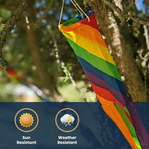 Miniatura 3 de Madrona Brands Calcetín de viento en espiral arcoíris para exteriores de 60 pulgadas Bandera decorativa duradera para colgar en exteriores