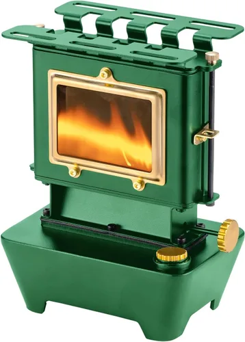 Linterna de aceite para camping, lámpara de aceite con estufa de cocina, lámpara de combustible para exteriores, lámpara de aceite portátil, Verde