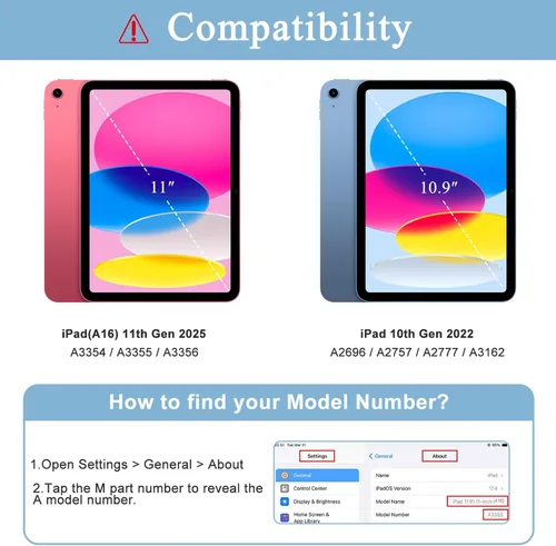 Miniatura 2 de Supveco Funda para iPad (A16) de 11ª generación de 11 pulgadas (2025), iPad de 10ª generación de 10.9 pulgadas (2022) con soporte para lápiz, funda