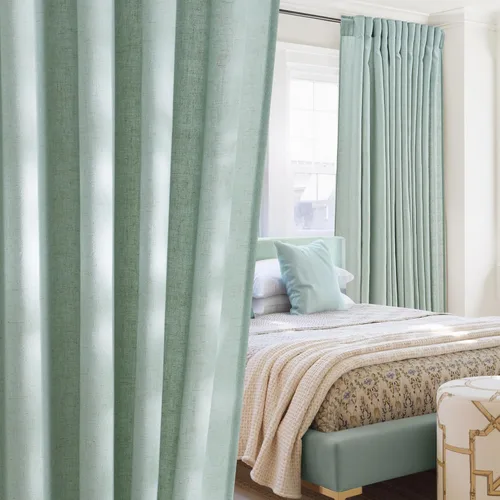 Miniatura 80 de NICETOWN Cortinas de lino grueso para dormitorio, privacidad añadida, bolsillo para barra y pestaña trasera, no se transparentan, mezcla de lino