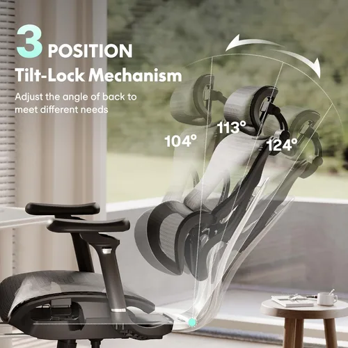 Miniatura 9 de FLEXISPOT ErgoX Max - Silla ergonómica de oficina, color negro, marco y base de aleación de aluminio, capacidad de 661 libras, reposabrazos 5D