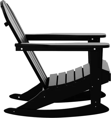 Miniatura 128 de WestinTrends Silla mecedora Malibu de poliéster para exterior/patio Adirondack, Negra