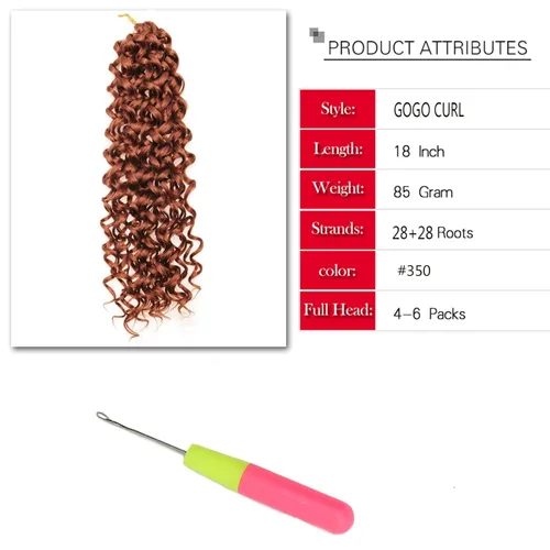 Miniatura 3 de GoGo Curl Crochet Hair 18 pulgadas onda de agua pelo sintético bohemio ganchillo trenzado jengibre onda profunda extensiones de cabello trenzado