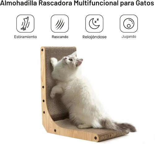 Miniatura 2 de FUKUMARU Rascador para gatos, 18.7 pulgadas en forma de L, almohadilla para rascar para gatos montada en la pared, cartón rascador para gatos