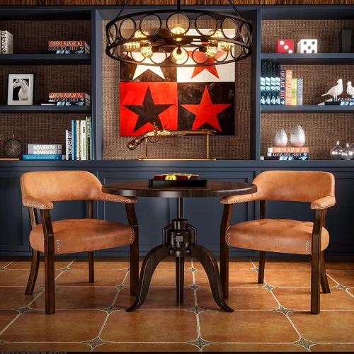 Miniatura 16 de Sillas de comedor con tapizados y brazos, silla de escritorio de oficina con remaches de metal. Sillas de capitán de jefe de PU, taburetes