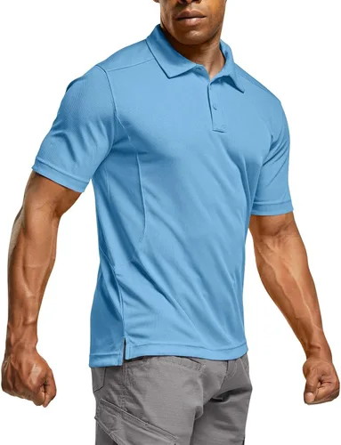 CQR - Camiseta tipo polo estilo piqué para hombre, diseños tácticos de manga corta y larga para golf, tela Dry Fit ligera, con FPU 50+ para