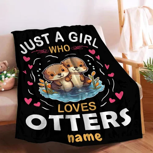 Manta personalizada con texto en inglés «Just Girl Who Loves Otter», súper suave, ligera, cómoda y esponjosa para cama, sofá y todas las estaciones,