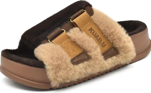 Miniatura 25 de KuaiLu Pantuflas ortopédicas para mujer con soporte de arco, sandalias acolchadas suaves para mujer, sandalias de moda con punta abierta, de piel