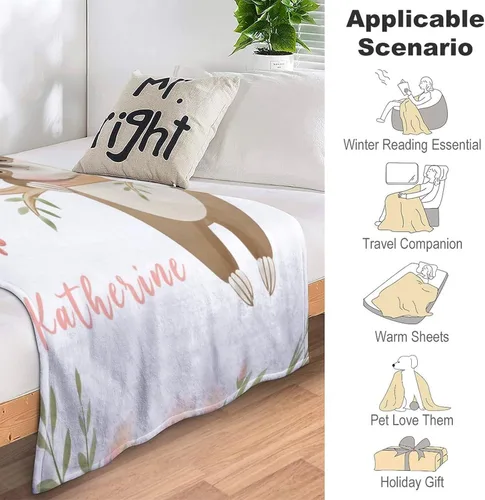 Miniatura 4 de Manta de bebé personalizada para niñas con nombre, manta de bebé personalizada con nombre de animales del bosque, manta de forro polar con nombre
