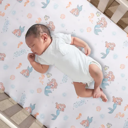 Miniatura 2 de Bedtime Originals Disney Baby The Little Mermaid - Sábana bajera ajustable para cuna, color blanco