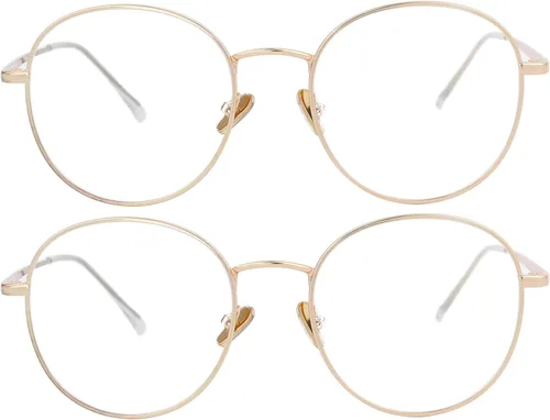 Miniatura 12 de Kursan - Gafas con filtro de luz azul para mujeres y hombres, elegantes, con armazón redonda de metal, lentes transparentes