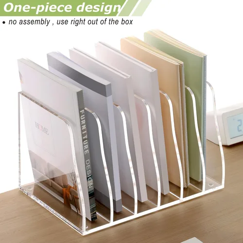 Miniatura 5 de SANRUI Paquete de 2 soportes acrílicos para archivos, clasificador de archivos verticales, organizador de escritorio, organizador de carpetas