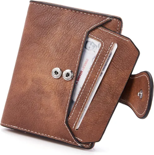 Miniatura 7 de BROMEN Billeteras pequeñas para mujer, con bloqueo RFID, de cuero, plegable, con cremallera, bolsillo para monedas, tarjetero con ventanas